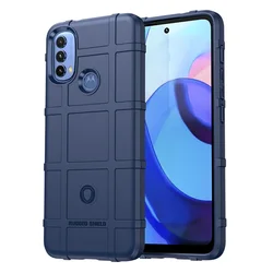 Rugged Shield Rubber Protective Phone Case - Moto One 5G (Navy blue)