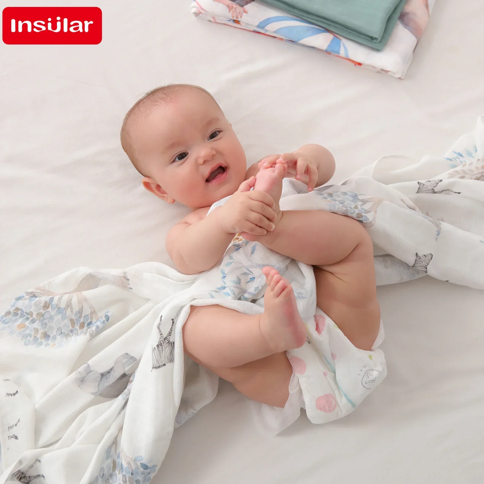 120*120cm Muslin 70% Bamboo Baby Blanket Soft Newborn Blankets 2 Layers Bath Gauze Infant Swaddle Wrap Sleepsack Stroller Cover 6