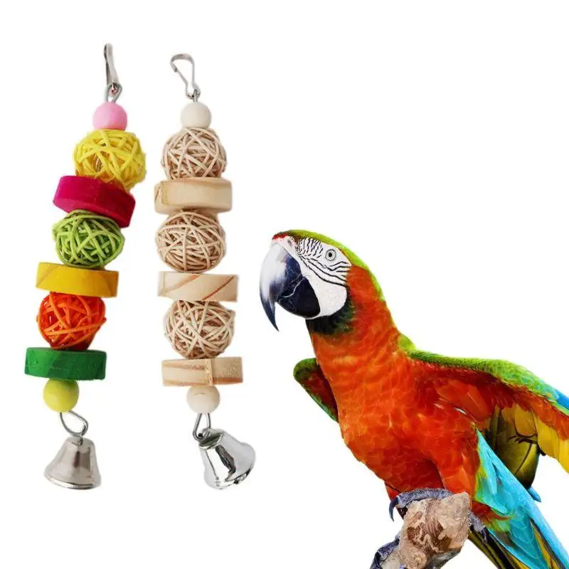 E1PB Bird Chew Toy Parrot Entertainment Blocks Cage for Cockatiel Conure
