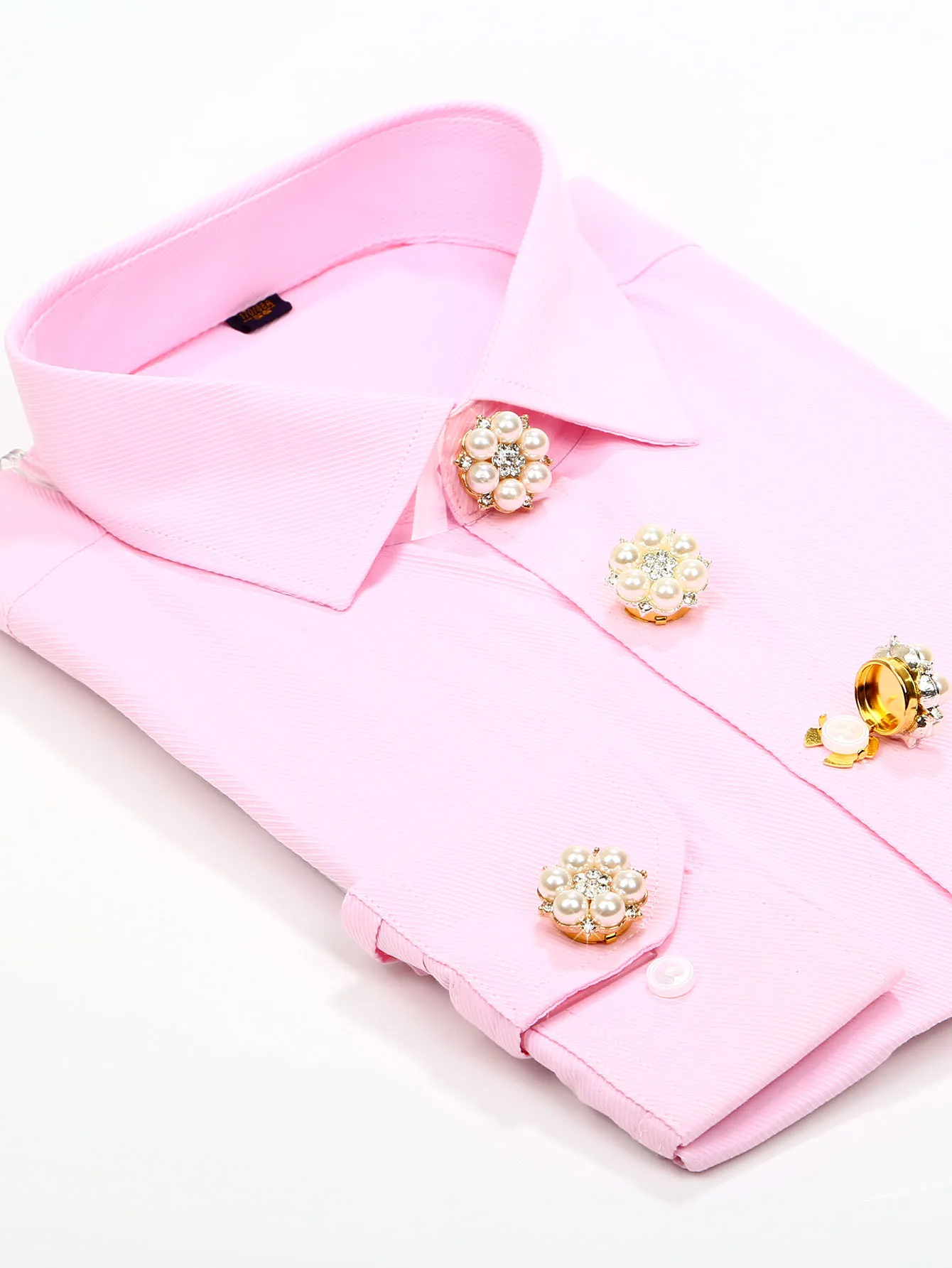2pcs Faux Pearl Rhinestone Shirt Buttons Button Cover Cufflinks Button Pins for Ladies Clothing Accessories, Holiday Gift 6