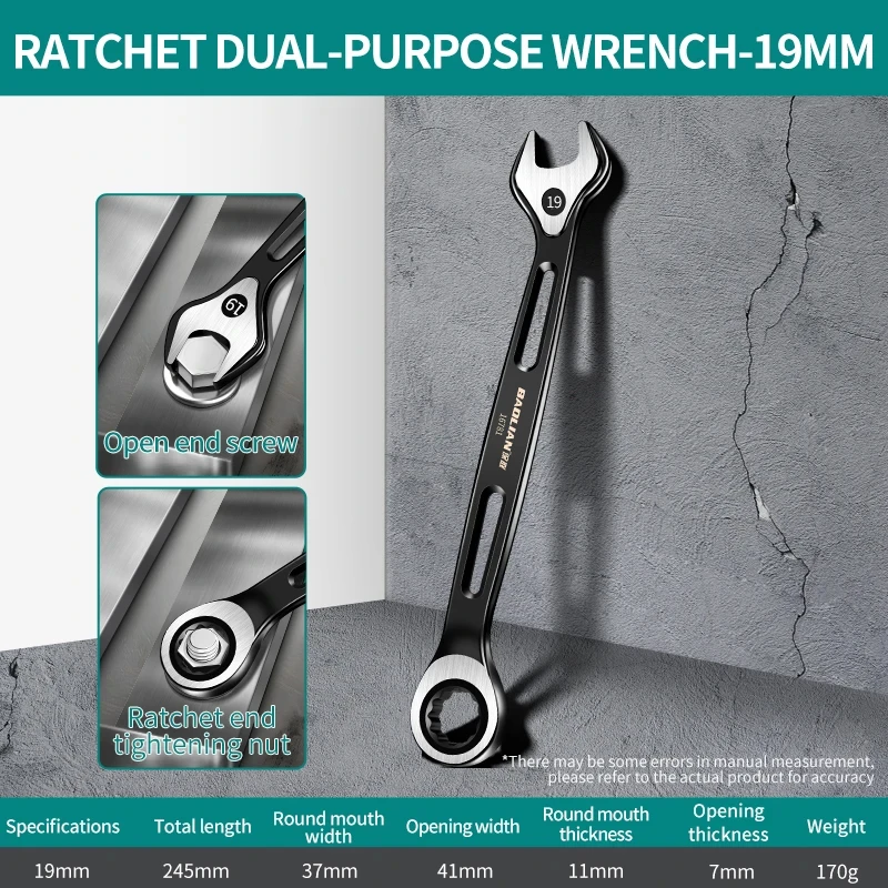 Metric Dual-Purpose Combination Wrench – Anti-Slip, Labor-Saving Design