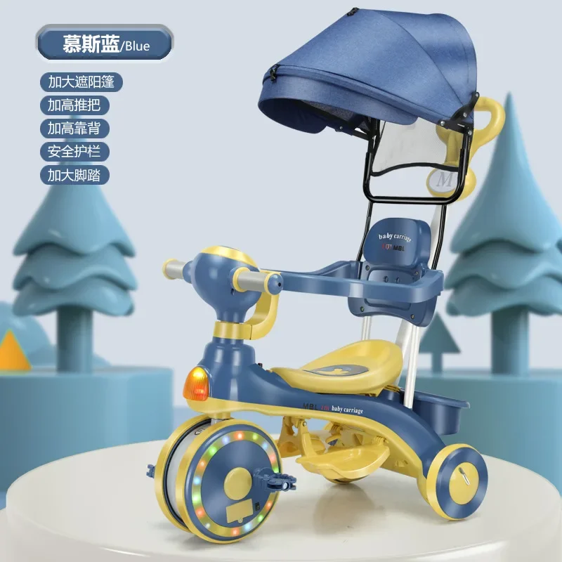 Children's Tricycle 1-6 Years Old Children's Pedal Scooter Baby Handcart Sliding Scooter Music Lightweight Stroller