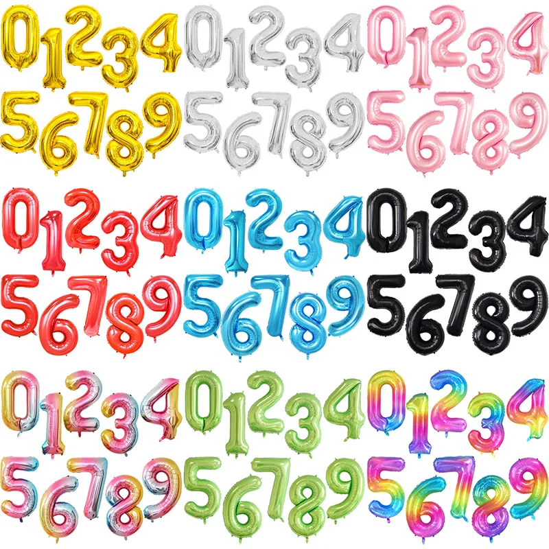 32/40Inch Giant Foil Number Balloons Air Helium Figures Wedding Adult Kids Birthday Party Decoration Supplies 0-9 Digital Globos