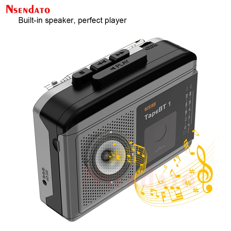 Ezcap244 TapeBT 1 Portable Bluetooth Tape Cassette Player Converter With FM/AM Radio Built-in Speaker Microphone For Headphone