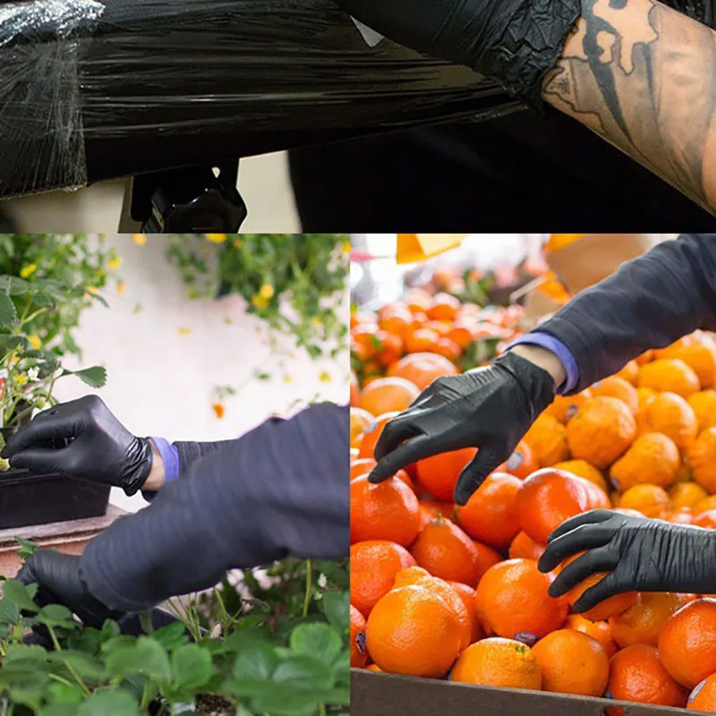 100pcs Multifunctional Disposable PVC Black Nitrile Gloves Safety Glove, Perfect For Car Repair, Food Prep, Hair Dyeing & More
