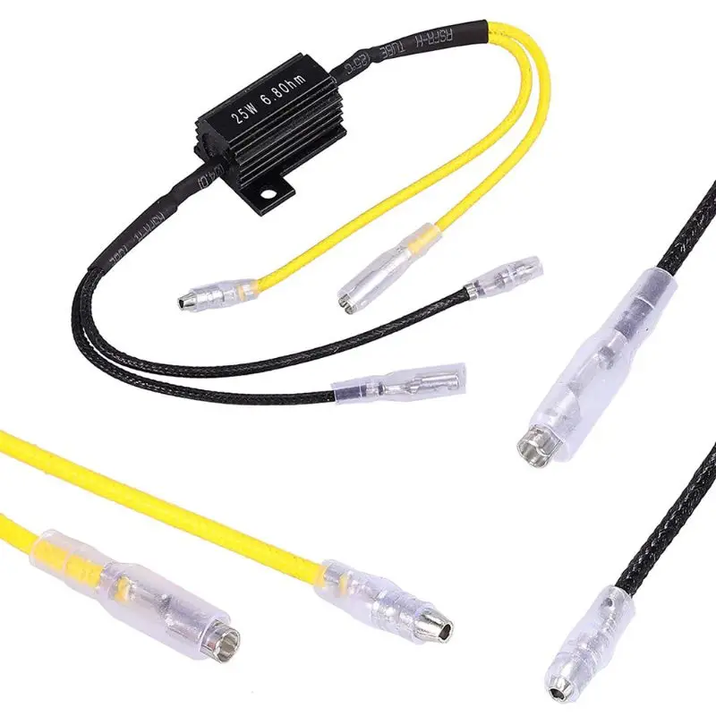 LED 부하 저항기 어댑터 25W 헤드라이트 안개등 깜박이는 하네스 디코더 2x