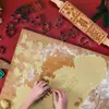 Christmas Print Rolling Pin Wooden Cookie Pastry Christmas Gift Surround Elk Snowflake Style Christmas Decoration DIY Handicraft 6
