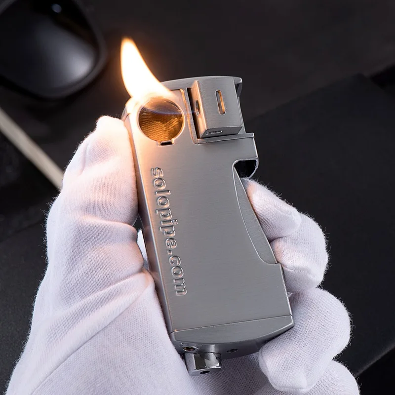 

New Metal Windproof Cigar Butane Gas Open Flame Lighter Creative Side Pressure Ignition Unusual High End Men's Essential Gift