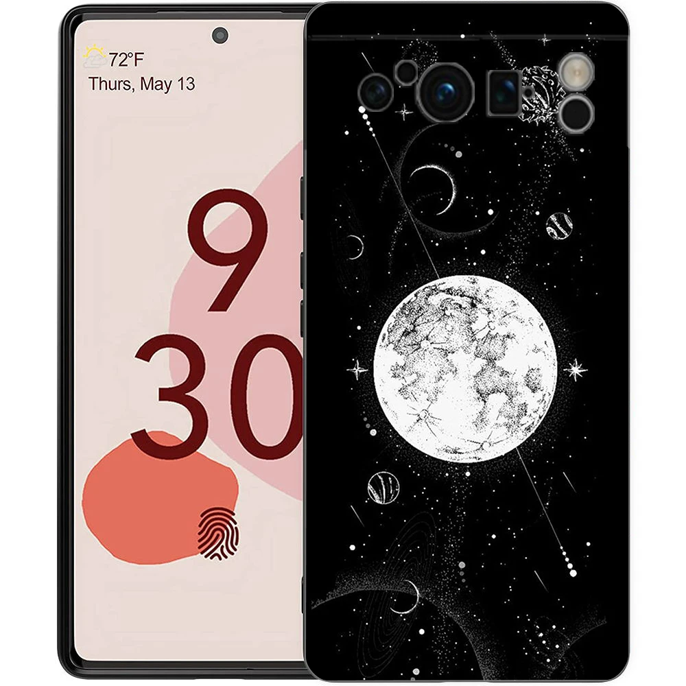 Celestial Night Art Silicone Shockproof Phone Case - Black Cover