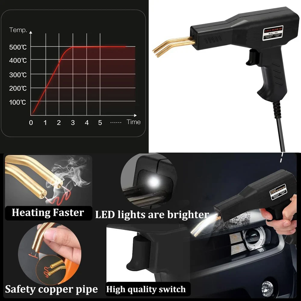 50W Plastic Welding Machine Kit Automotive Bumper Crack Repair Gun with Iron Hot Stapler Welding Soldering Iron Garage Tool 2