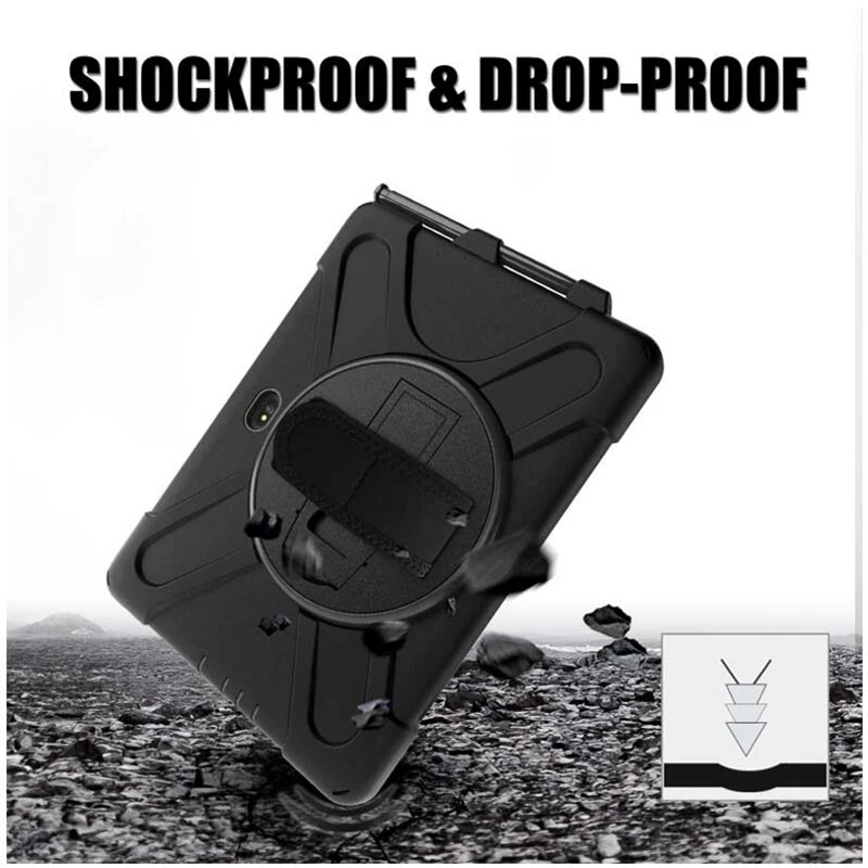 Durable Silicone Protective Case with 360° Stand, Pen Slot, and Shoulder Strap