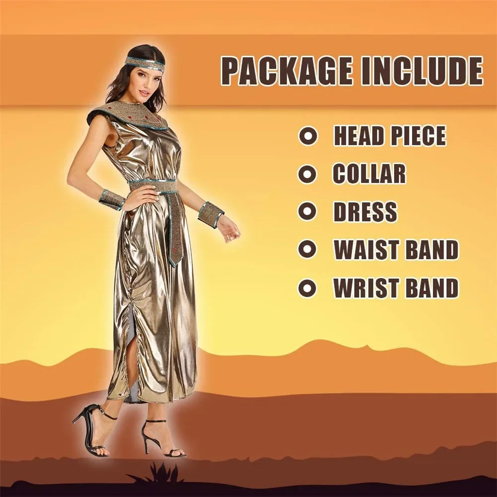 Women Ancient Egyptian Goddess Cosplay Dresses Adult Halloween Pharaoh Costume Carnival Easter Purim Fancy Dress - Image 6