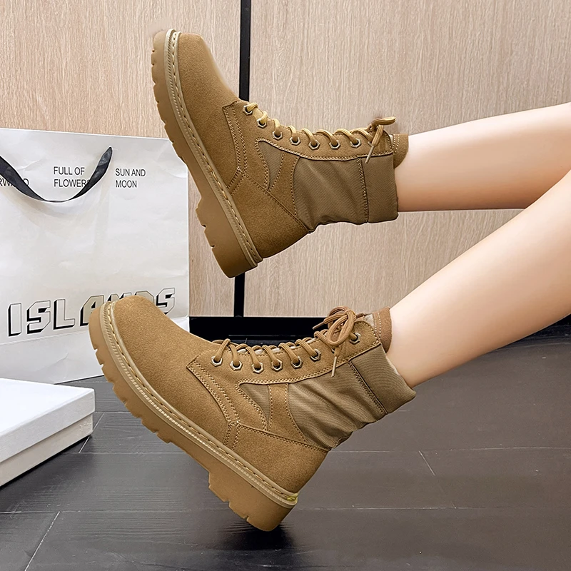 

Женские ботинки на шнуровке, однотонные ботинки в британском стиле с круглым носком, на низком каблуке, модная обувь, осень 2023