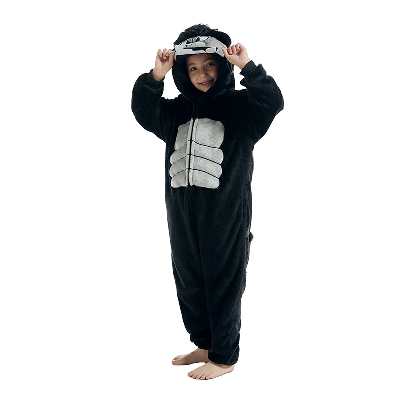 Chimpanzee Pajamas Kigurumi Anime Onesie Cosplay Costume Full Body Whole Pijama Kids One-Piece Sleepwear Christmas For Halloween