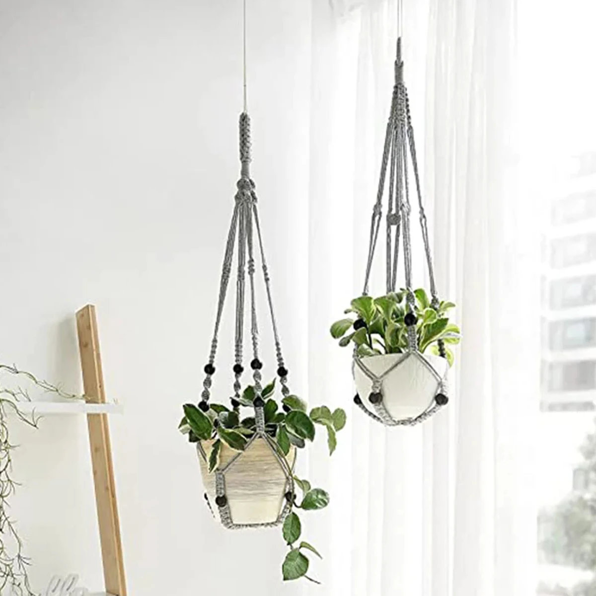 Craft Macrame Plant Hangers Handmade Cotton Rope Pot Holder Decorative Hanging Planter Basket Living Room Balcony