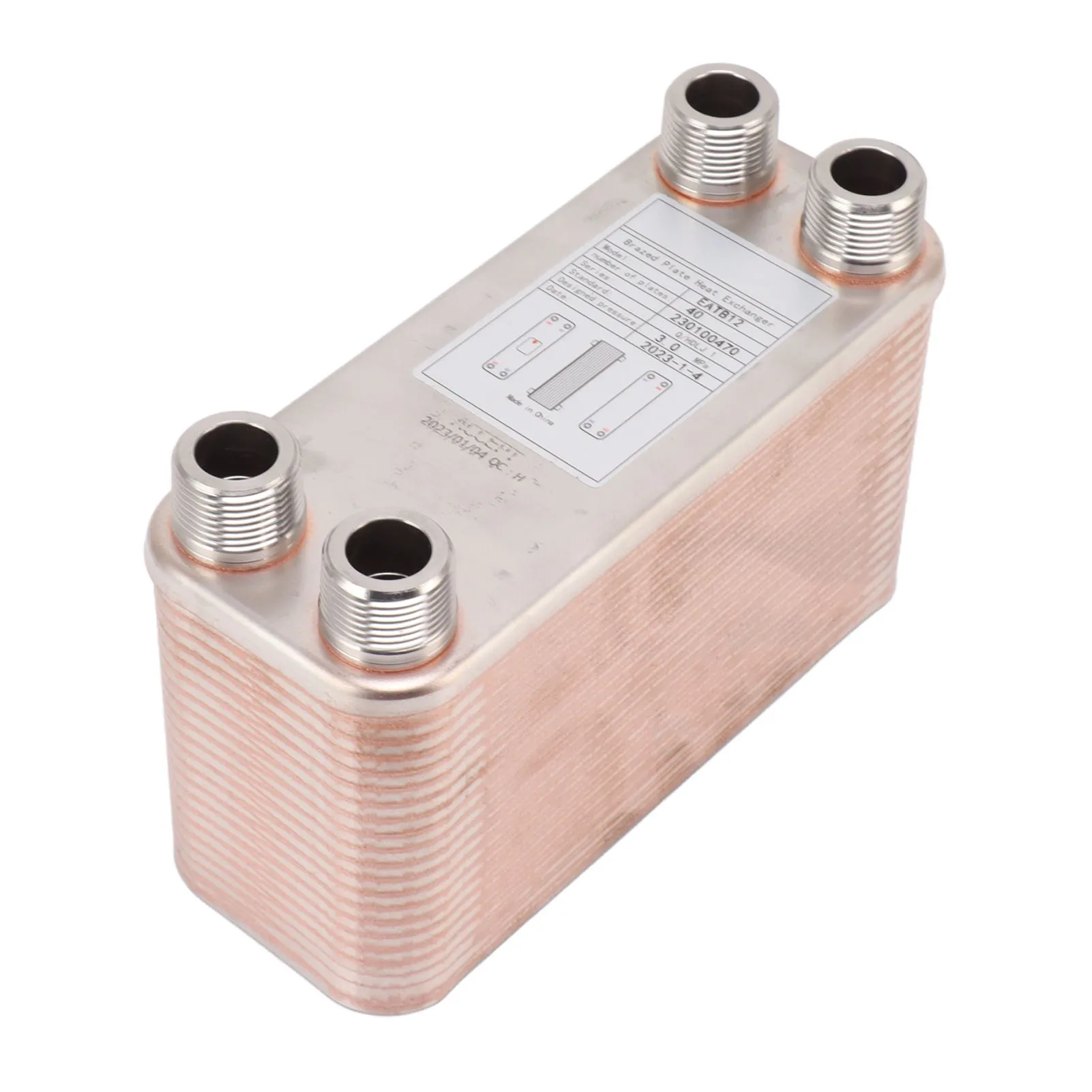 40 Plates Heat Exchanger Chiller Stainless Steel Homebrew Brewing Beer Cooler Kitchen Bar Accessories