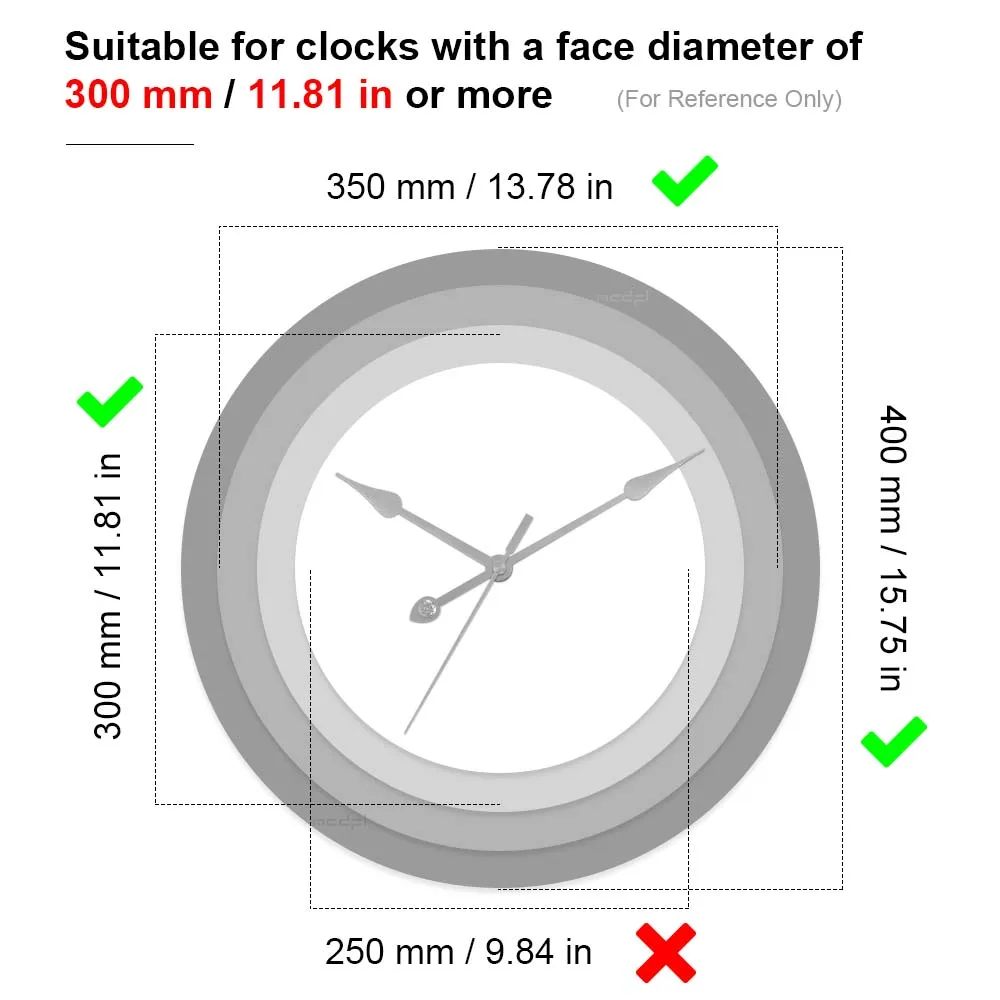 MCDFL Silver Metal Hand for Resin Clock Backwards Spare Parts Granfather Watch Chime Movement Spheres Old on Wall Mechanical Kit