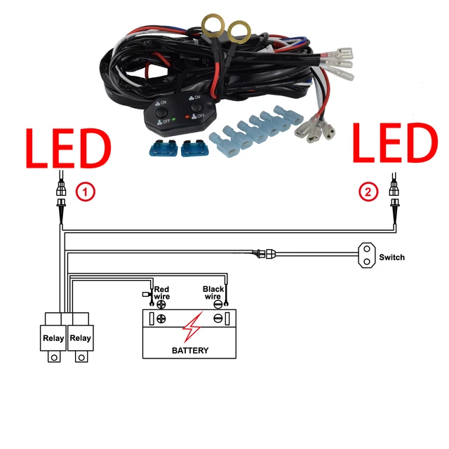 JALN7 Switch Wiring Harness Control 3 Meters DC 12V LED Car Motorcycle Work  Light Spot Driving Dual Color Hi/Lo Beam fog Lights - AliExpress