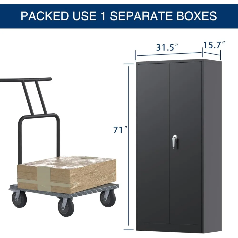 Metal Storage Cabinet with 2 Door and 4 Adjustable Shelves, 71 inch Tall Steel Cabinet for Warehouse, Garage, Home, Office 3