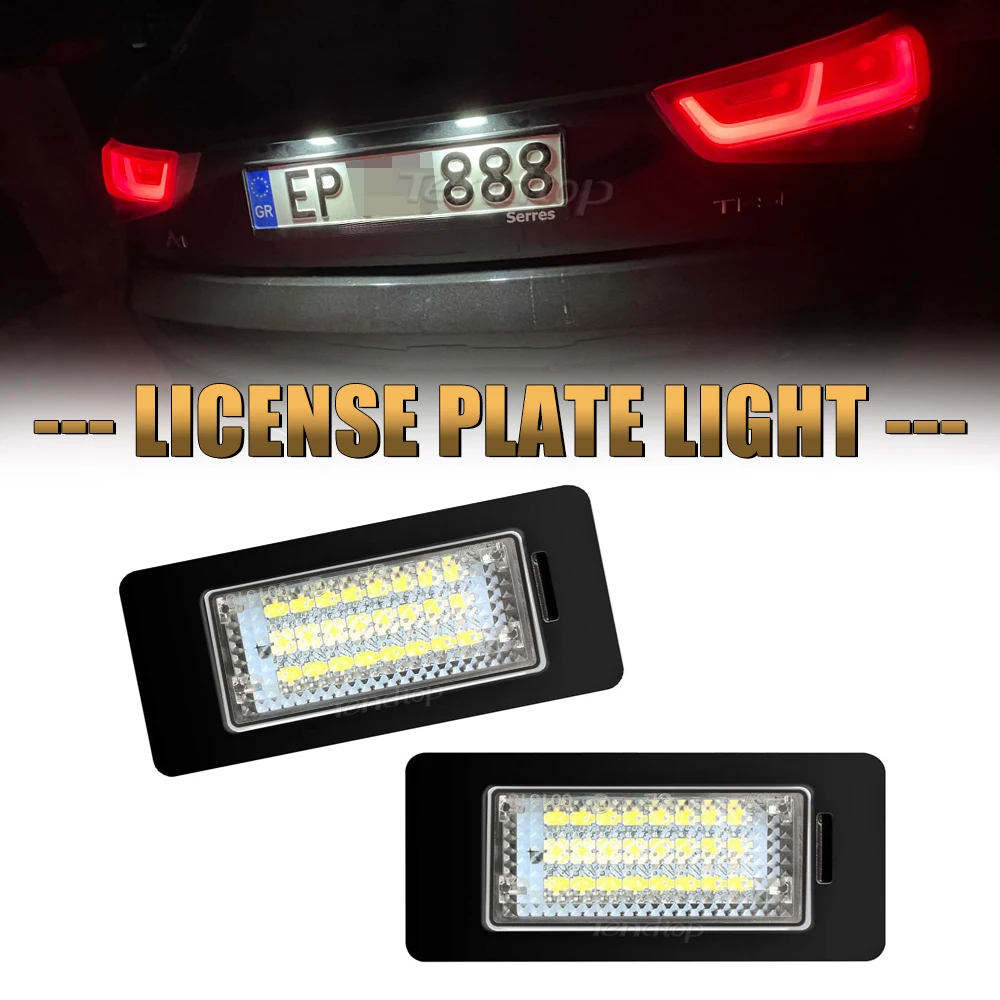 2x White Led Car Rear Light Number License Plate Light For Vw Caddy Mk4