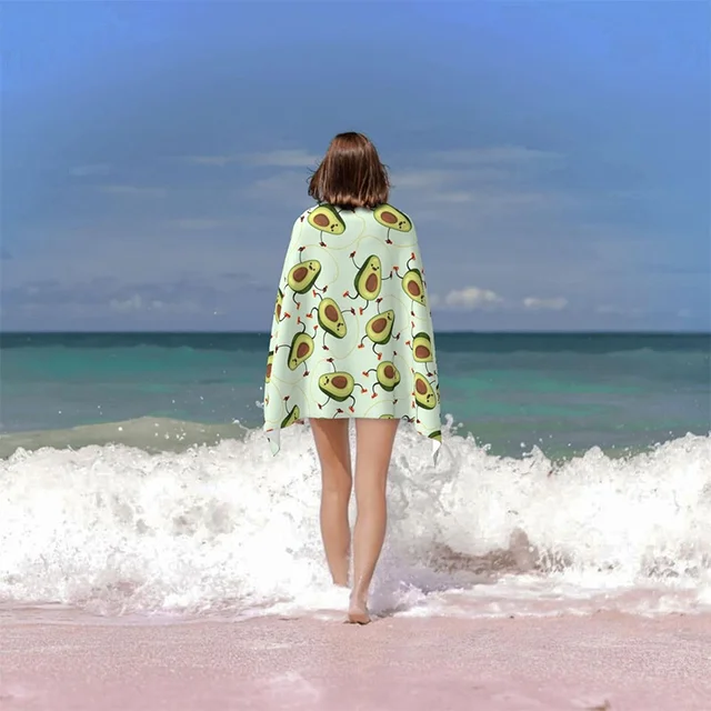 Beach Towel Cute Avocado Pattern Sun Protection Windproof Suitable for Swimming Pool Camping Travel Blanket 2