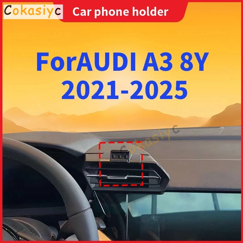 Car Phone Holder For AUDI A3 8Y 2021 2022 2023 2024 2025 Special Fixed Bracket Base Wireless Charging Interior Accessories