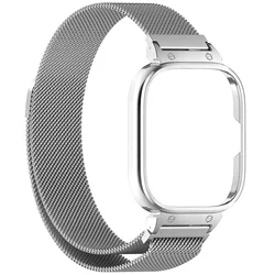 Sleek Metal Case with Milanese Loop Strap - Magnetic Stainless Steel Protective Bracelet for Redmi Watch 4 (Silver)