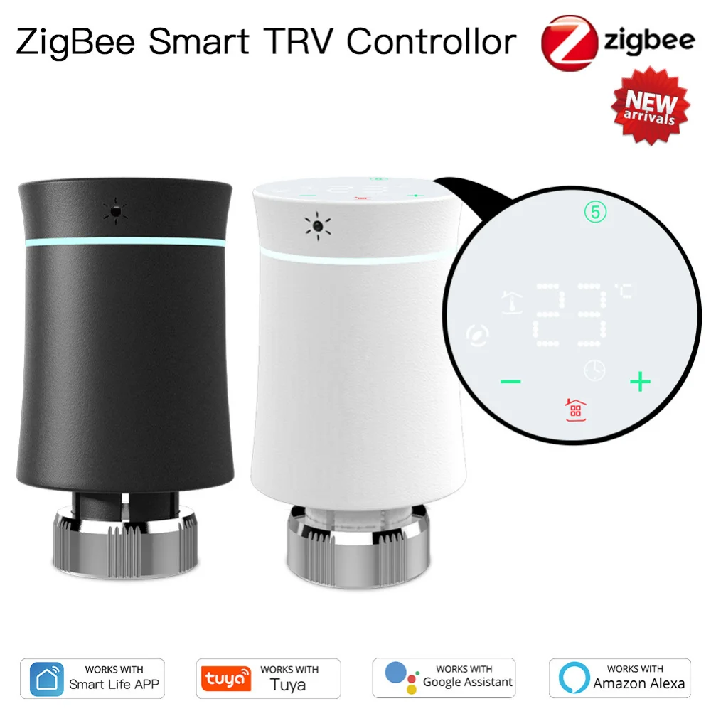 

Tuya ZigBee TRV Intelligent Thermostat Radiator Actuator Valve Smart Temperature Controller With Alexa Google Home Voice Control