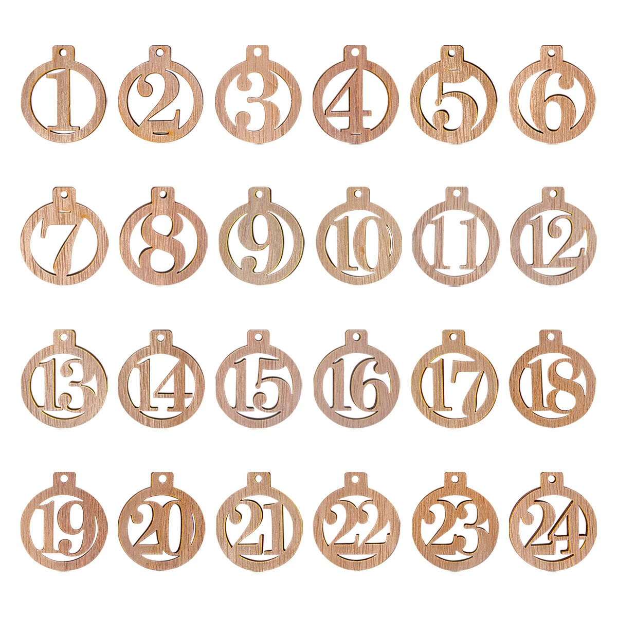  GWHOLE 1 to 24 Wooden Number with String for Christmas Advent  Calendar Countdown, Wooden Number Pendants for DIY Craft Gift Tags  Decorations : Home & Kitchen