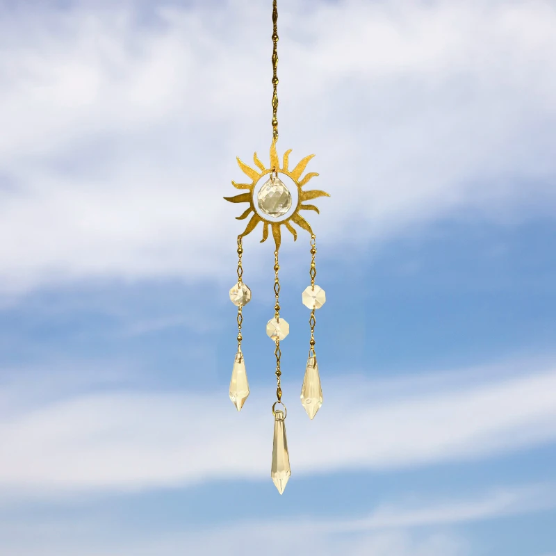 Suncatchers Light Catcher Sun Design Crystal Rainbow Prism Chain Home Window Hanging Wind Chime Car Charm Outdoor Decoration