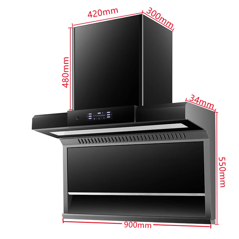 Wall Mounted Suction Exhaust Glass Hood Copper Island Range Hood Chimney Kitchen Motors For Household Application On Sale
