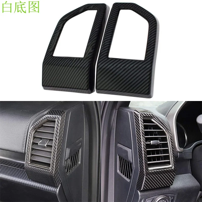 

2Pcs ABS Carbon Fiber Side Air Conditioning Vent Outlet Cover Trim Sticker Car Dashboard Frame for Ford F150 2015-2019