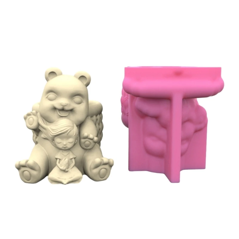 

DIY Bear & Girls Flower Pot Silicone Molds Pen Holder Epoxy Resin Mold Succulent Planter Making Tool for DIY Crafts