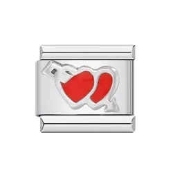Elegant Stainless Steel Italian Charm Links for Personalized Bracelet Making - 26 Letter Set (Heart)