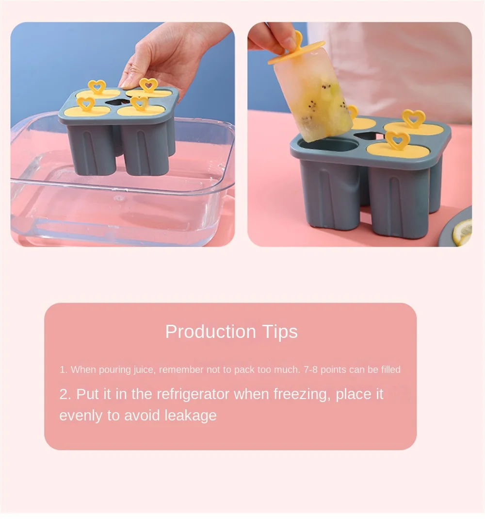 Description Picture 2 of itemPopsicle Mold DIY Ice Cream Ice Cubes Maker Bar Kitchen Refrigerator Homemade Stick Mould Tubs Silicone Household Kitchen Tools