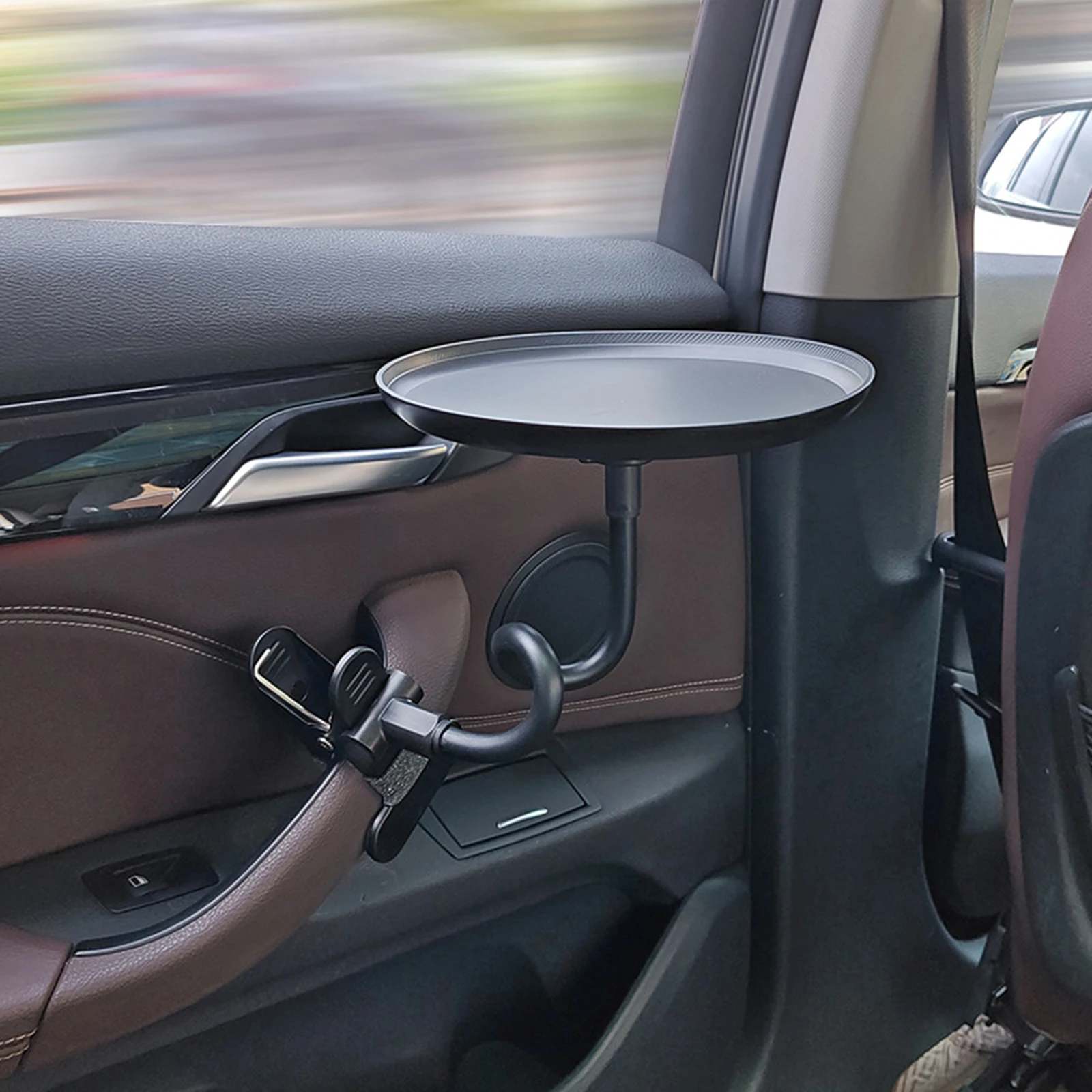 Car Storage Gadget Car Food Tray Non-Skid ABS Organizer Adjustable Mount Fit for Automobile