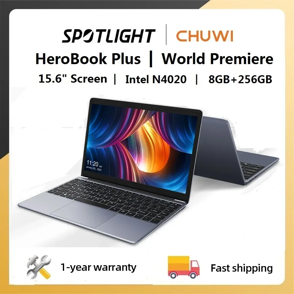 

Ноутбук CHUWI HeroBook Plus, 15,6 дюйма, FHD экран, Intel Celeron N4020 UHD Graphics 8 ГБ ОЗУ 256 Гб SSD, Windows 11
