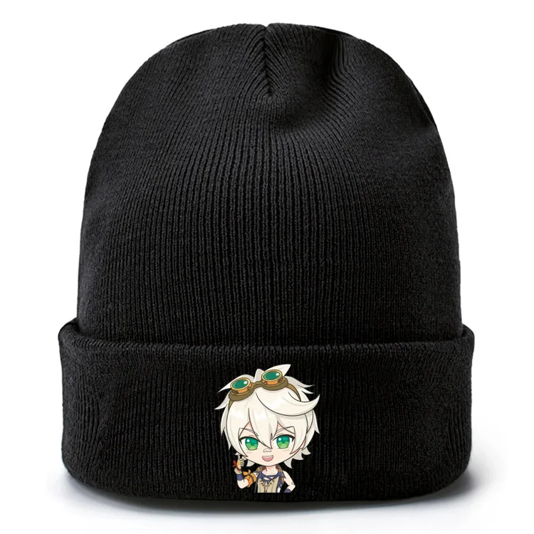 Anime Game Genshin Impact Simple 22 Styles Printing Unisex Warmth Cotton Knitted Hat Woolen Hat Gift