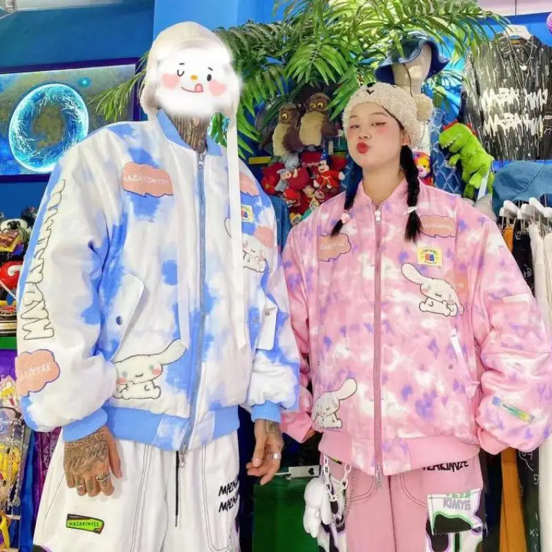 

Japanese Cute Sanrio Cinnamoroll Cartoon Both Sides Wear Loose Long Sleeve Cotton-Padded Jacket Kawaii Anime Plush Couple Gifts