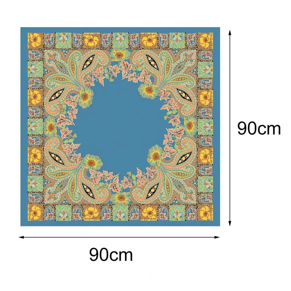Large Cashew Flower Printed Hair Scarf Sunscreen Imitation Silk Square Smooth Retro Scarf Outdoor Women's Turban Hair