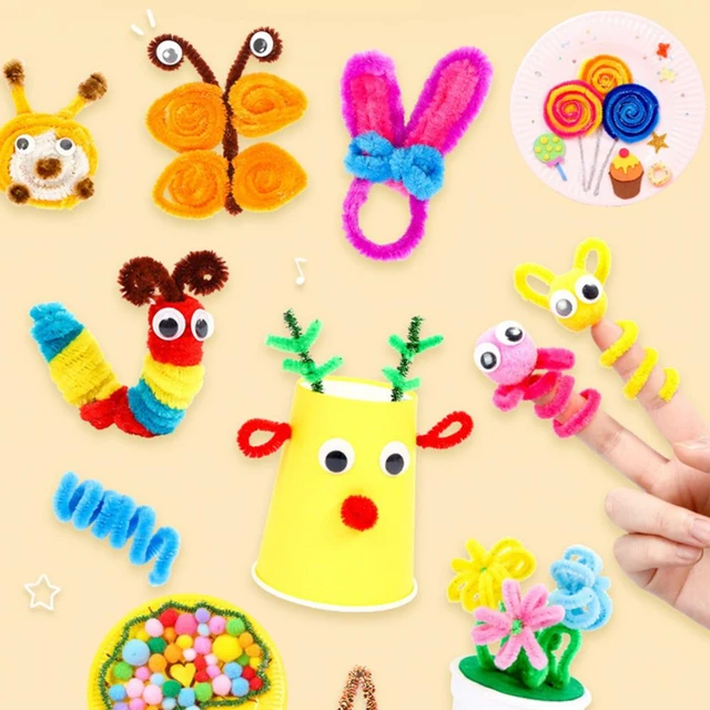 Limpiadores de tubos de tallos de chenilla, tiras de felpa, palitos con  cable de oropel, juguetes para niños, decoración de fiesta de boda,  suministros de artesanía hechos a mano DIY - AliExpress