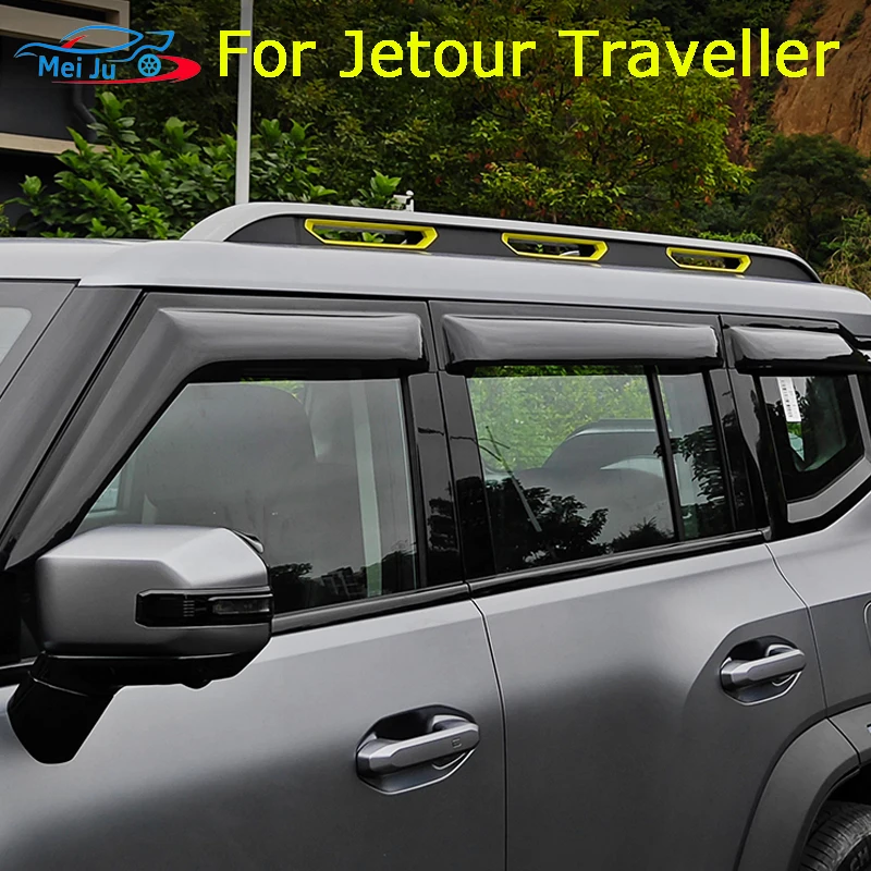 

For Jetour T2 Traveller 2023 2024 Car Window Sun Rain Shade Visors Shield Shelter Protector Cover Trim Frame Sticker Accessories