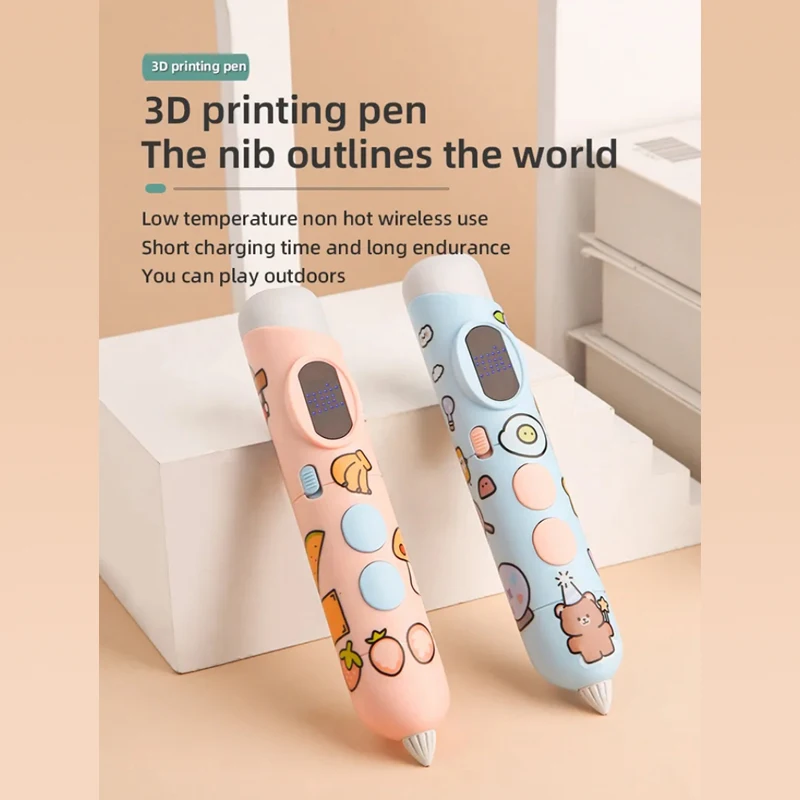 3D Printing Pen Low Temperature With Free PCL Filament Cartoon pattern for Kids Smart Toys Gift boys and girls