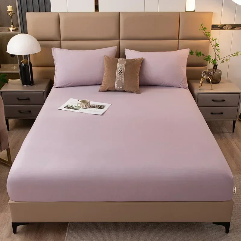

Solid color washed raw cotton sheet, single piece full protection cover, she et, cover, and mattress 493