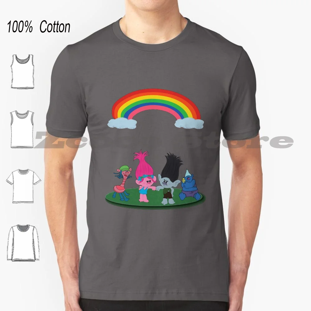Trolls Da Dreamworks 100% Cotone Uomo E Donna Soft Fashion T-Shirt Poppy Trolls Dreamworks Biggie Cooper Sweet Movie Animated