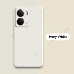Luxury Candy Cellphone Case with Camera Protection - Soft Square Liquid Silicone Armor for Realme Neo7x (Ivory White)