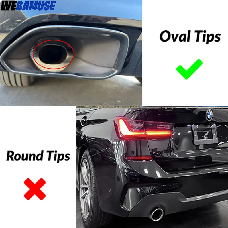 Quad Carbon Fibre Exhaust Tailpipes 1 Pair For BMW G42 M240i G20 G21 M340i G23 M440i Tailpipe Tips Muffler Exhaust System
