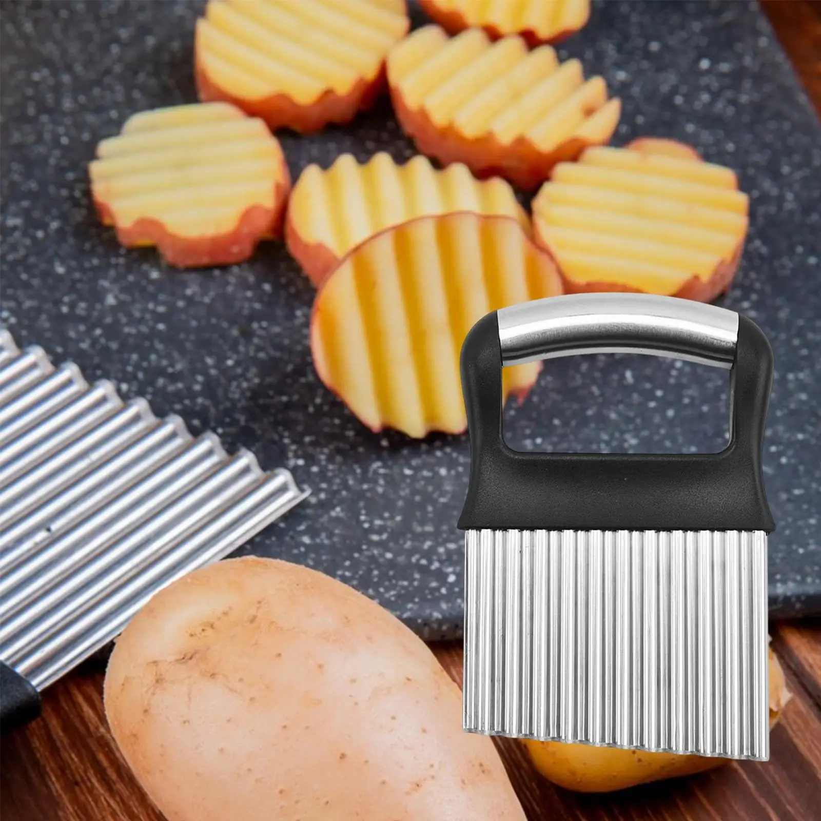 Potato Cutter Stainless Steel Nonslip Handle Manual Kitchen Gadget