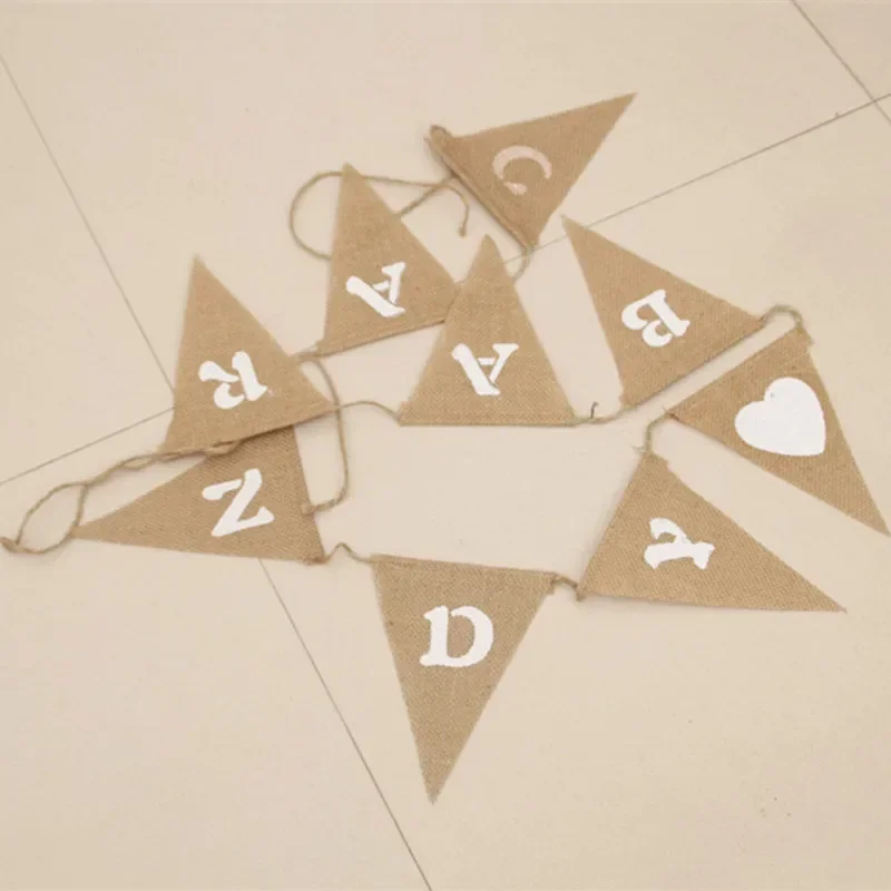 Mr Mrs Love heart Vintage Wedding Banner Jute Bunting Photo Props Marry Rustic Garland Flag Party Wedding Decoration 4