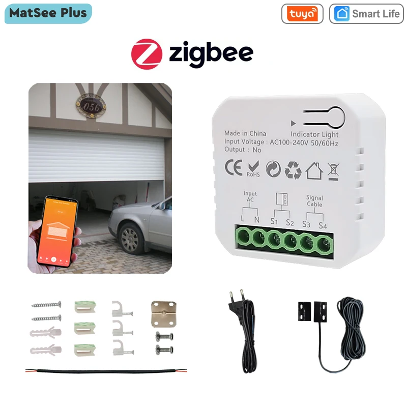 Tuya Smart ZigBee Garage Door Opener Controller Dry Contact Remote